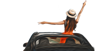 Frau in Cabrio